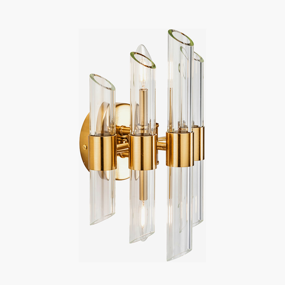 Brielle Clear Glass & Antique Brass 2 Wall Light